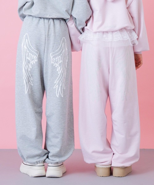ANAP GｉRL（アナップガール）の「エンジェル羽 ラメ スウェット パンツ 【別売りセットアップ】（その他パンツ・キッズ・ライトピンク/ライトグレー・S/M/XS）」の3枚目の写真