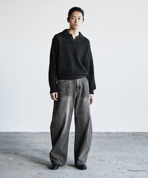 WYM LIDNM(ウィム バイ リドム)の「ARC CURVED DRAPE DENIM(デニムパンツ・メンズ・インディゴブルー/ライトインディゴブルー/ダークグレー・XS/S/M/L)」の11枚目の写真