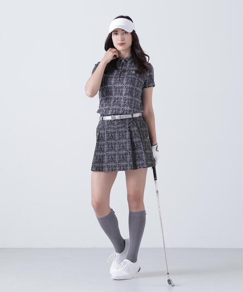 St ANDREWS(セントアンドリュース)の「トリコットメッシュロゴチェックプリント半袖シャツ (WOMENS)(ポロシャツ・レディース・ベージュ/ブラック・L/S/M)」の4枚目の写真