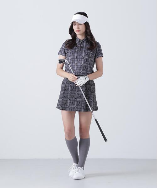 St ANDREWS(セントアンドリュース)の「トリコットメッシュロゴチェックプリント半袖シャツ (WOMENS)(ポロシャツ・レディース・ベージュ/ブラック・L/S/M)」の5枚目の写真