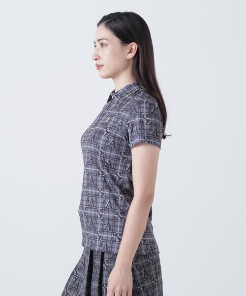 St ANDREWS(セントアンドリュース)の「トリコットメッシュロゴチェックプリント半袖シャツ (WOMENS)(ポロシャツ・レディース・ベージュ/ブラック・L/S/M)」の6枚目の写真