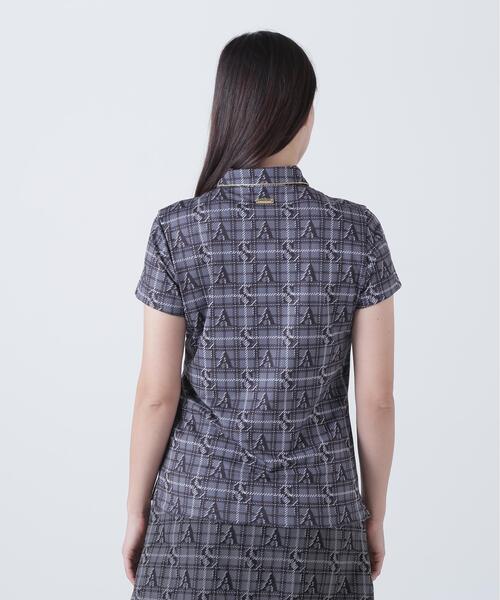 St ANDREWS(セントアンドリュース)の「トリコットメッシュロゴチェックプリント半袖シャツ (WOMENS)(ポロシャツ・レディース・ベージュ/ブラック・L/S/M)」の7枚目の写真