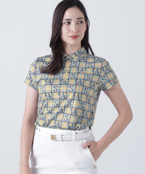 St ANDREWS(セントアンドリュース)の「トリコットメッシュロゴチェックプリント半袖シャツ (WOMENS)(ポロシャツ・レディース・ベージュ/ブラック・L/S/M)」の16枚目の写真