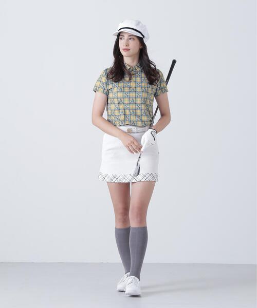 St ANDREWS(セントアンドリュース)の「トリコットメッシュロゴチェックプリント半袖シャツ (WOMENS)(ポロシャツ・レディース・ベージュ/ブラック・L/S/M)」の18枚目の写真