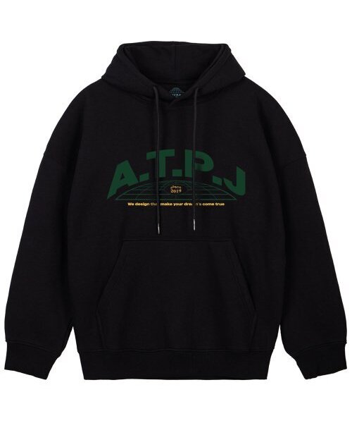 ASTRAL PROJECTION(アストラルプロジェクション)の「アースロゴオーバーサイズワイドショルダーフードパーカー_ブラック(パーカー・メンズ・その他・X-LARGE/XX-LARGE/LARGE/MEDIUM)」の1枚目の写真