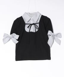 one way | 袖リボンドッキングテレコ(Tシャツ/カットソー)