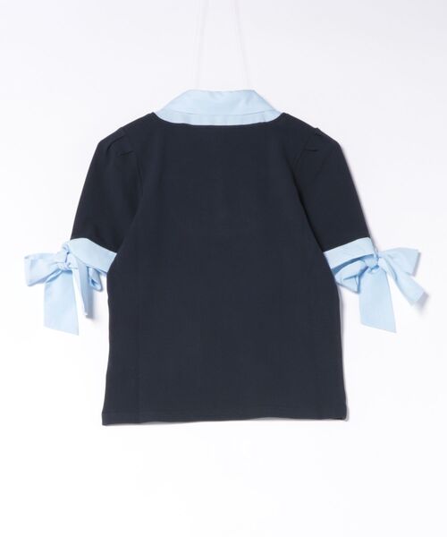 one way(ワンウェイ)の「袖リボンドッキングテレコ(Tシャツ/カットソー・レディース・グレー/ブルー/ブラック/ピンク・FREE)」の5枚目の写真