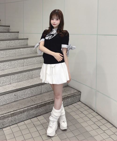 one way（ワンウェイ）の「袖リボンドッキングテレコ（Tシャツ/カットソー・レディース・グレー/ブルー/ブラック/ピンク・FREE）」の13枚目の写真