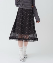 mellowneon（メロウネオン）の「チェック＆ドットシアーフリルスカート（スカート）」