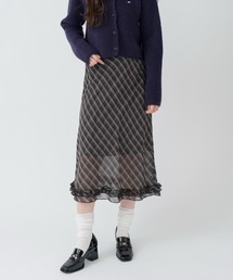 mellowneon（メロウネオン）の「チェック＆ドットシアーフリルスカート（スカート）」