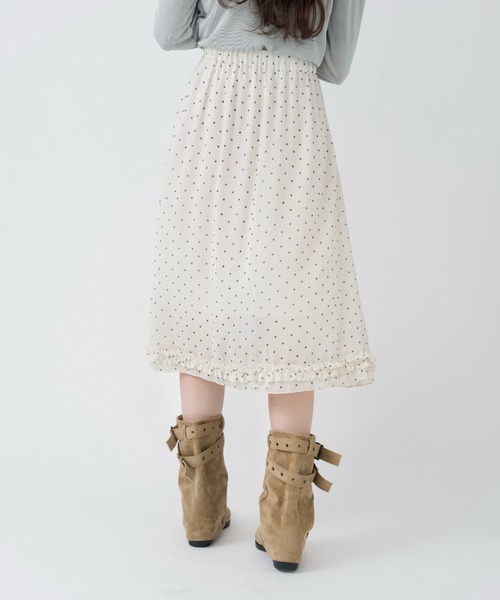 mellowneon(メロウネオン)の「チェック&ドットシアーフリルスカート(スカート・レディース・アイボリー/ブラック/ブラック系その他/ブラウン・FREE)」の8枚目の写真