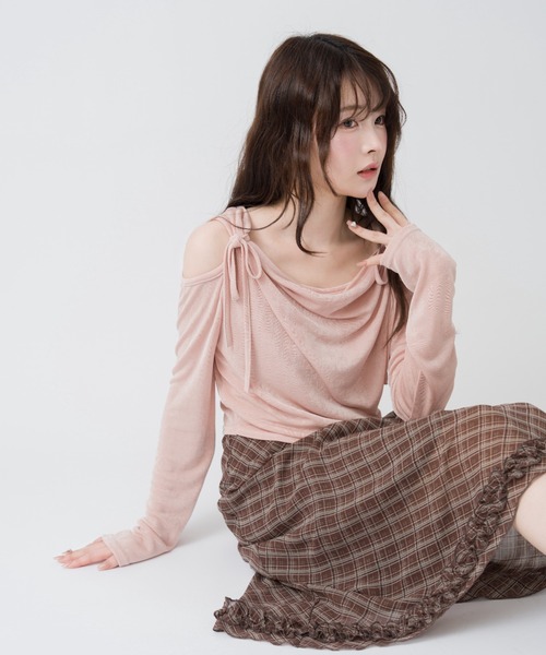 mellowneon(メロウネオン)の「チェック&ドットシアーフリルスカート(スカート・レディース・アイボリー/ブラック/ブラック系その他/ブラウン・FREE)」の11枚目の写真