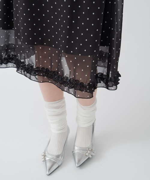 mellowneon(メロウネオン)の「チェック&ドットシアーフリルスカート(スカート・レディース・アイボリー/ブラック/ブラック系その他/ブラウン・FREE)」の19枚目の写真