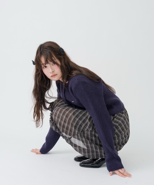 mellowneon(メロウネオン)の「チェック&ドットシアーフリルスカート(スカート・レディース・アイボリー/ブラック/ブラック系その他/ブラウン・FREE)」の16枚目の写真