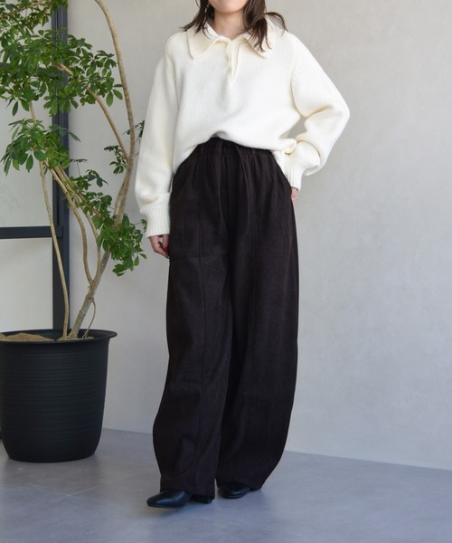 MISCH MASCH(ミッシュマッシュ)の「WEB限定 ウエストリボン付き タックワイドパンツ(その他パンツ・レディース・ダークブラウン・フリ-)」の3枚目の写真