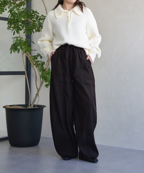 MISCH MASCH(ミッシュマッシュ)の「WEB限定 ウエストリボン付き タックワイドパンツ(その他パンツ・レディース・ダークブラウン・フリ-)」の4枚目の写真