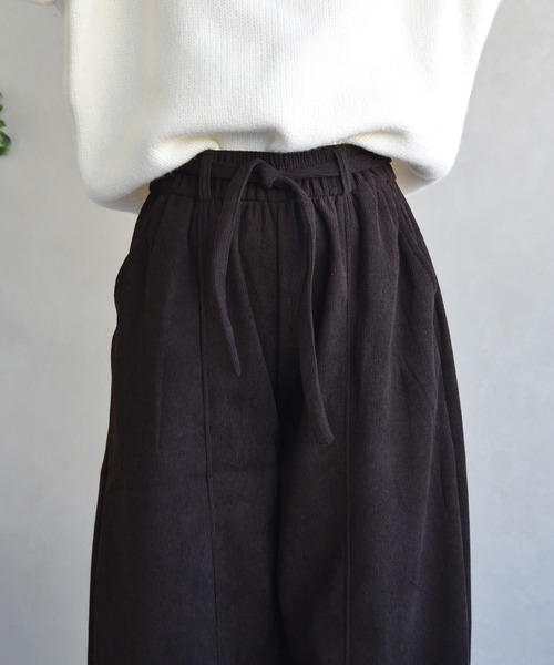MISCH MASCH(ミッシュマッシュ)の「WEB限定 ウエストリボン付き タックワイドパンツ(その他パンツ・レディース・ダークブラウン・フリ-)」の8枚目の写真