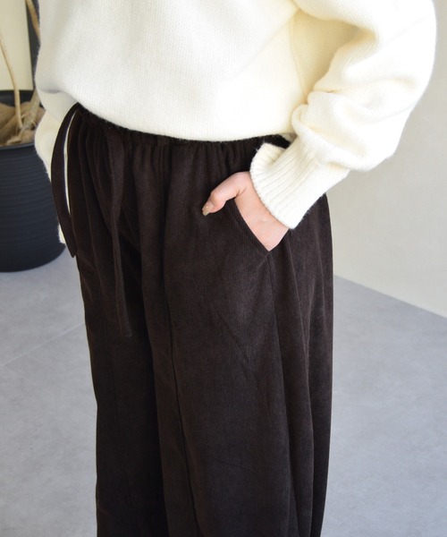 MISCH MASCH(ミッシュマッシュ)の「WEB限定 ウエストリボン付き タックワイドパンツ(その他パンツ・レディース・ダークブラウン・フリ-)」の7枚目の写真