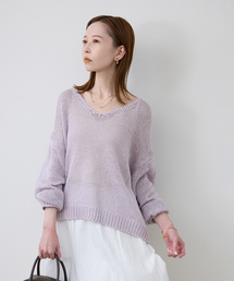 SLOBE IENA | ギマヤーンVネックプルオーバー(ニット/セーター)