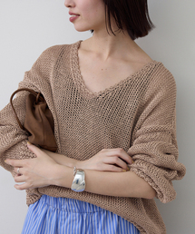 SLOBE IENA | ギマヤーンVネックプルオーバー(ニット/セーター)