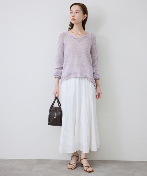 SLOBE IENA(スローブイエナ)の「ギマヤーンVネックプルオーバー(ニット/セーター・レディース・アイボリー/ベージュ/ラベンダー・FREE)」の20枚目の写真