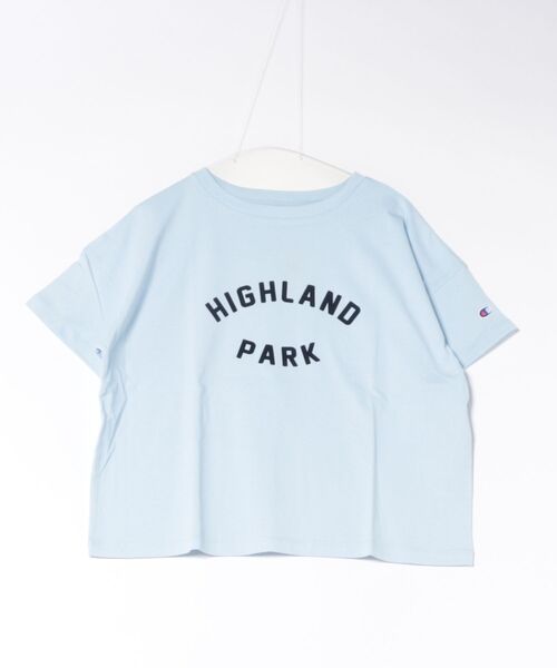 Champion(チャンピオン)の「Champion(チャンピオン)フロッキーロゴプリント ワイドシルエットTシャツ/レディース(Tシャツ/カットソー・レディース・オレンジ/オートミール/ホワイト/ライトブルー/ネイビー・L/M)」の7枚目の写真