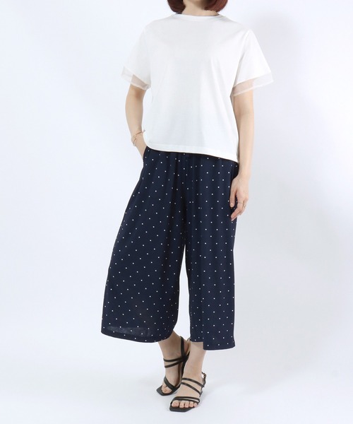 Salong hameu(サロン ハミュー)の「総柄プリント クロップドワイドパンツ/ドット柄 ミニリボン柄 イージーパンツ ルームウェア(その他パンツ・レディース・スミクロ/モカ/ネイビー/ブラック・M/L)」の19枚目の写真
