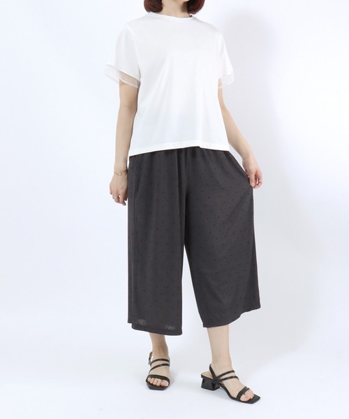 Salong hameu(サロン ハミュー)の「総柄プリント クロップドワイドパンツ/ドット柄 ミニリボン柄 イージーパンツ ルームウェア(その他パンツ・レディース・スミクロ/モカ/ネイビー/ブラック・M/L)」の12枚目の写真