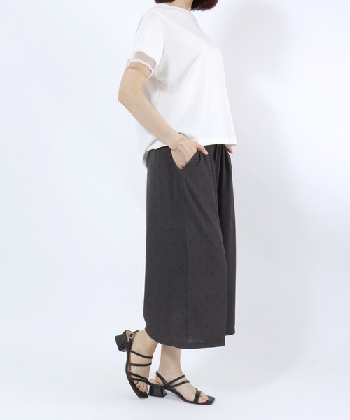 Salong hameu(サロン ハミュー)の「総柄プリント クロップドワイドパンツ/ドット柄 ミニリボン柄 イージーパンツ ルームウェア(その他パンツ・レディース・スミクロ/モカ/ネイビー/ブラック・M/L)」の13枚目の写真