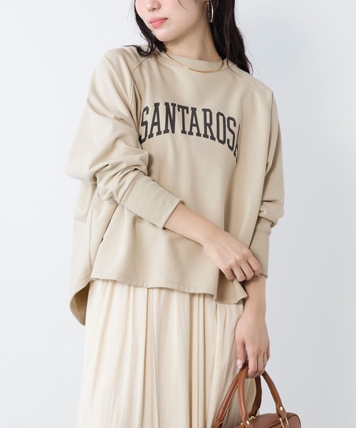 MICA&DEAL（マイカ＆ディール）の「"SANTAROSA"ラグランスリーブロゴスウェット（スウェット・レディース・ダークネイビー/ベージュ/イエロー・FREE）」の4枚目の写真
