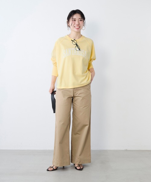 MICA&DEAL（マイカ＆ディール）の「"SANTAROSA"ラグランスリーブロゴスウェット（スウェット・レディース・ダークネイビー/ベージュ/イエロー・FREE）」の13枚目の写真