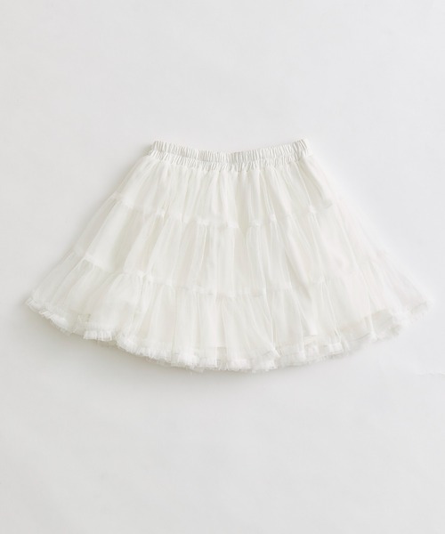 OLIVE des OLIVE（オリーブデオリーブ）の「チュールティアードミニスカート（スカート・レディース・ブラック/オフホワイト・FREE）」の4枚目の写真
