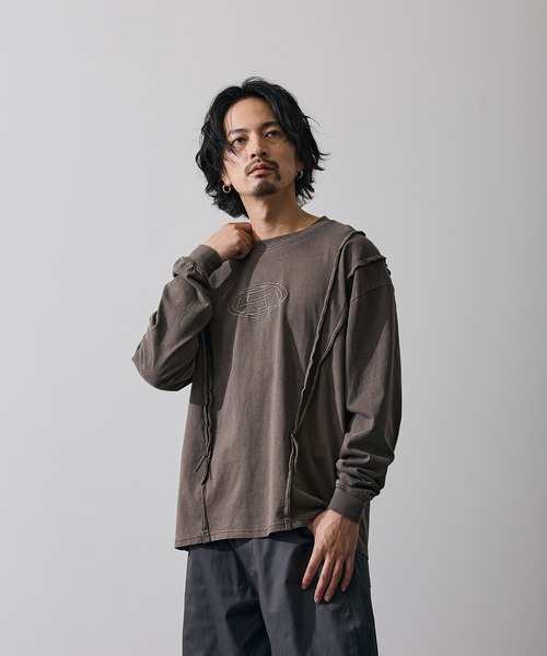 improves(インプローブス)の「オーバルロゴ 長袖 グランジ Tシャツ(Tシャツ/カットソー・メンズ・ブラウン/ブラック・X-LARGE/LARGE/MEDIUM/SMALL)」の2枚目の写真