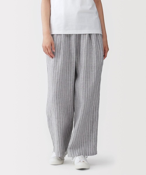 無印良品（ムジルシリョウヒン）の「婦人　リネン　洗いざらしイージーワイドパンツ（その他パンツ・レディース・キナリ/グレー系/チャコールグレー/スモーキーグリーン系/ブラック・XL/L/M/S）」の4枚目の写真