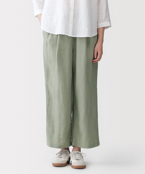 無印良品（ムジルシリョウヒン）の「婦人　リネン　洗いざらしイージーワイドパンツ（その他パンツ・レディース・キナリ/グレー系/チャコールグレー/スモーキーグリーン系/ブラック・XL/L/M/S）」の5枚目の写真