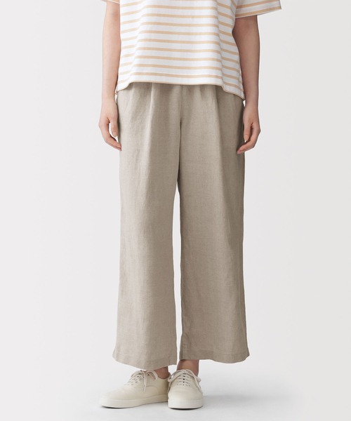 無印良品（ムジルシリョウヒン）の「婦人　リネン　洗いざらしイージーワイドパンツ（その他パンツ・レディース・キナリ/グレー系/チャコールグレー/スモーキーグリーン系/ブラック・XL/L/M/S）」の2枚目の写真