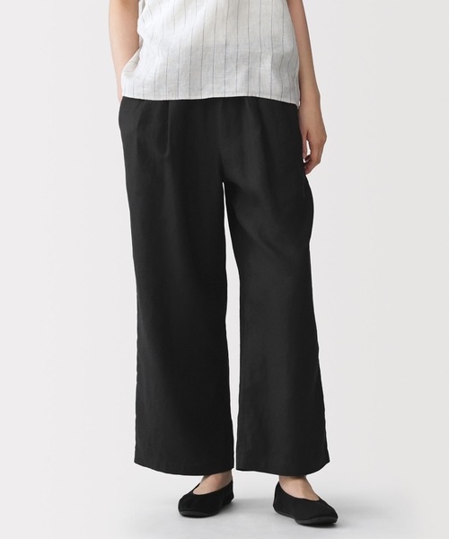 無印良品（ムジルシリョウヒン）の「婦人　リネン　洗いざらしイージーワイドパンツ（その他パンツ・レディース・キナリ/グレー系/チャコールグレー/スモーキーグリーン系/ブラック・XL/L/M/S）」の3枚目の写真