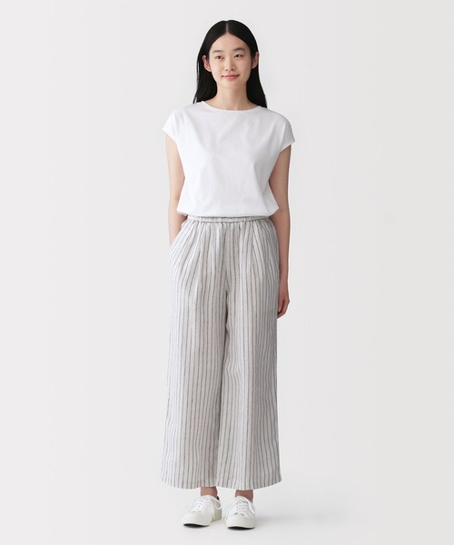 無印良品（ムジルシリョウヒン）の「婦人　リネン　洗いざらしイージーワイドパンツ（その他パンツ・レディース・キナリ/グレー系/チャコールグレー/スモーキーグリーン系/ブラック・XL/L/M/S）」の16枚目の写真