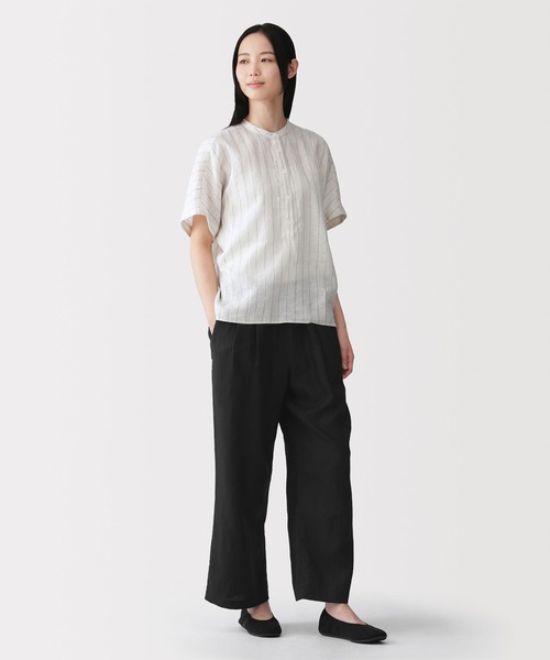 無印良品（ムジルシリョウヒン）の「婦人　リネン　洗いざらしイージーワイドパンツ（その他パンツ・レディース・キナリ/グレー系/チャコールグレー/スモーキーグリーン系/ブラック・XL/L/M/S）」の20枚目の写真