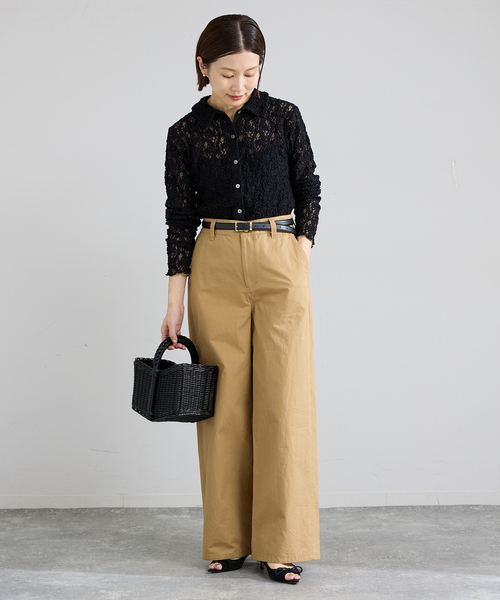 IENA(イエナ)の「Flowerストレッチレース ポロシャツ(Tシャツ/カットソー・レディース・ホワイト/ブラック・FREE)」の3枚目の写真