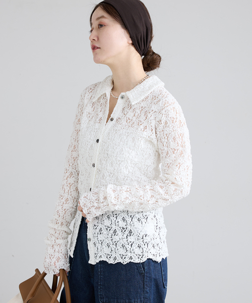 IENA(イエナ)の「Flowerストレッチレース ポロシャツ(Tシャツ/カットソー・レディース・ホワイト/ブラック・FREE)」の15枚目の写真