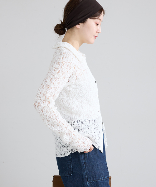 IENA(イエナ)の「Flowerストレッチレース ポロシャツ(Tシャツ/カットソー・レディース・ホワイト/ブラック・FREE)」の17枚目の写真