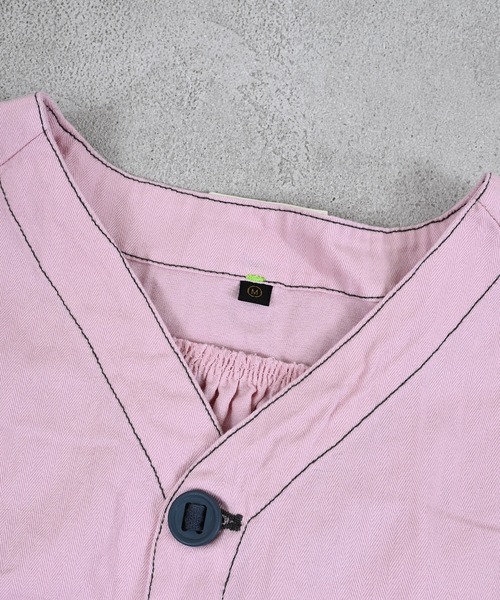 MARKEY'S（マーキーズ）の「ヘリンボンツイルミリタリーベスト（ベスト・キッズ・ライトピンク/ネイビー・S/M/L/LL）」の5枚目の写真