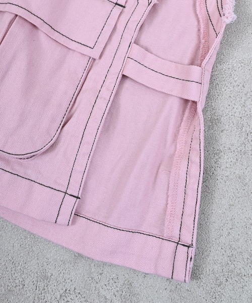 MARKEY'S（マーキーズ）の「ヘリンボンツイルミリタリーベスト（ベスト・キッズ・ライトピンク/ネイビー・S/M/L/LL）」の8枚目の写真