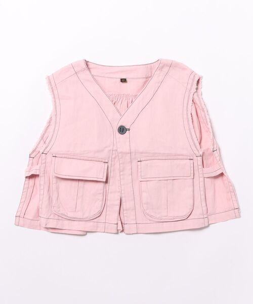 MARKEY'S（マーキーズ）の「ヘリンボンツイルミリタリーベスト（ベスト・キッズ・ライトピンク/ネイビー・S/M/L/LL）」の14枚目の写真