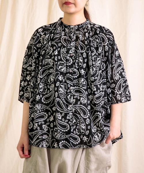 Brocante（ブロカント）の「[Brocante / ブロカント] インドプリント(ペイズリー) シスフロンセシャツ（シャツ/ブラウス・レディース・ブラウン系その他/ブラック系その他・2）」の2枚目の写真