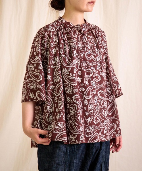 Brocante（ブロカント）の「[Brocante / ブロカント] インドプリント(ペイズリー) シスフロンセシャツ（シャツ/ブラウス・レディース・ブラウン系その他/ブラック系その他・2）」の6枚目の写真