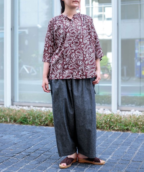 Brocante（ブロカント）の「[Brocante / ブロカント] インドプリント(ペイズリー) シスフロンセシャツ（シャツ/ブラウス・レディース・ブラウン系その他/ブラック系その他・2）」の4枚目の写真