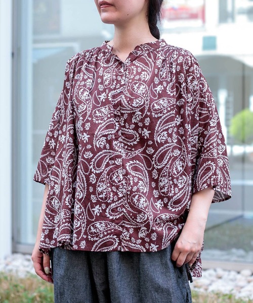 Brocante（ブロカント）の「[Brocante / ブロカント] インドプリント(ペイズリー) シスフロンセシャツ（シャツ/ブラウス・レディース・ブラウン系その他/ブラック系その他・2）」の3枚目の写真