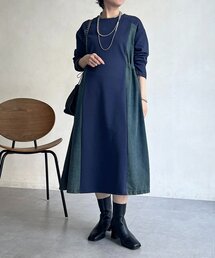 デニム切替ワンピース